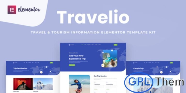 Travelio – Travel & Tourism Elementor Template Kit Travelio is a modern and professional Elementor Template Kit designed for travel agencies, tourism businesses, and tour operators.