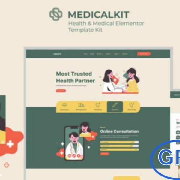 Medicalkit – Health & Clinical Care Elementor Template Kit Medicalkit is a modern Elementor Template Kit designed for clinics, hospitals, and medical businesses. With its clean, professional, and fast-loading design, it allows you to create a fully responsive and user-friendly website effortlessly using the Elementor page builder.