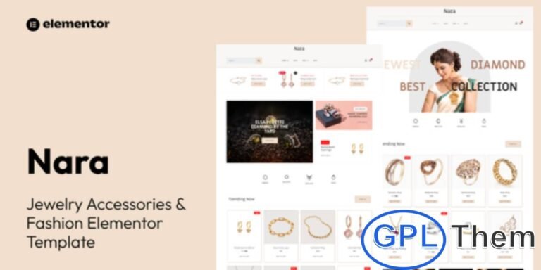 Nara – Jewelry Accessories Store Template Kit Nara is a stylish Elementor Template Kit designed for jewelry stores, fashion accessory shops, and online gift boutiques. Perfect for retail jewelers, handmade jewelry designers, and luxury product manufacturers, it allows you to create a modern eCommerce website with ease.