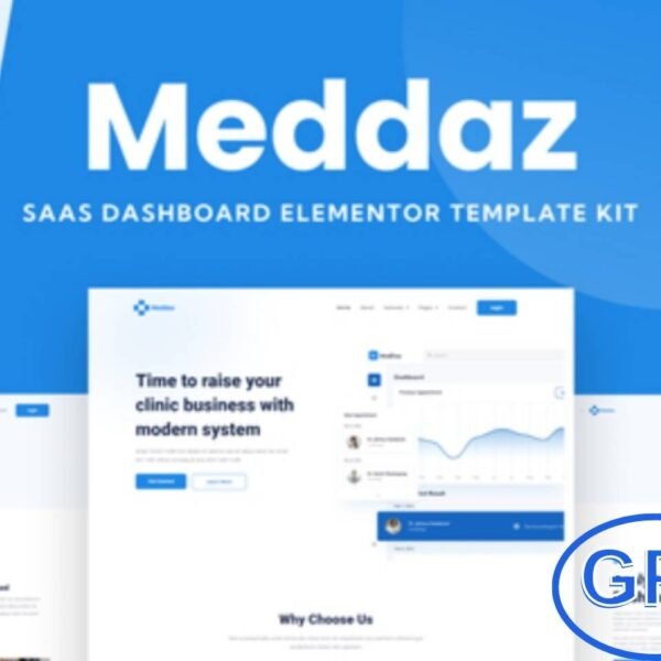 Meddaz – SaaS Medical Elementor Template Kit Meddaz is a professional Elementor Template Kit designed for medical SaaS businesses, healthcare apps, and online medical services. It provides a fully customizable and modern dashboard layout, allowing you to showcase your software, services, or app features with ease.