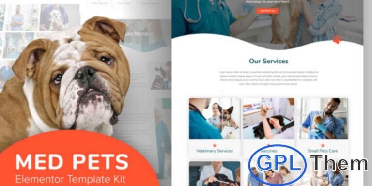 Med Pets – Veterinarian Elementor Template Kit Med Pets is a modern Elementor Template Kit designed for veterinarians, pet clinics, and pet care services. Fully responsive and easy to use, it includes 11 pre-built templates that allow you to quickly create a professional, user-friendly, and SEO-optimized website.