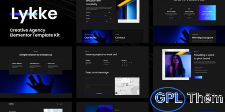Lykke – Creative Agency Elementor Template Kit Lykke is a modern and versatile Elementor Template Kit designed for creative agencies, freelancers, and professionals who want to build a stunning online presence. This kit features fully customizable layouts, allowing you to showcase your portfolio, services, and projects with a professional design.