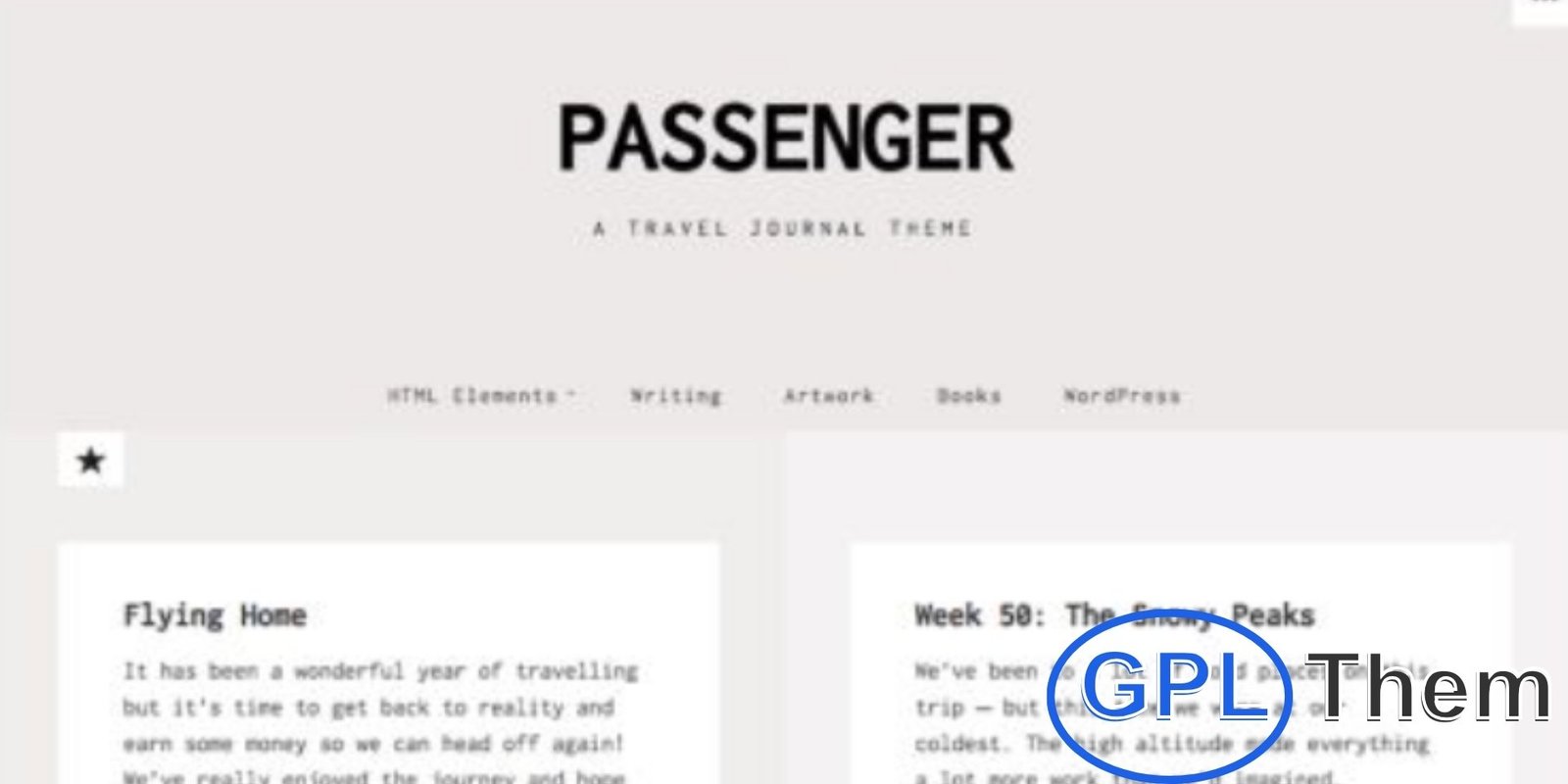 Passenger Theme Passenger – Travel Journal & Scrapbook WordPress Theme Passenger is a beautifully designed WordPress theme perfect for travel journals, scrapbooks, and storytelling blogs. Featuring unique post formats and clean, readable typography, it allows you to share your adventures, memories, and experiences in an engaging way.