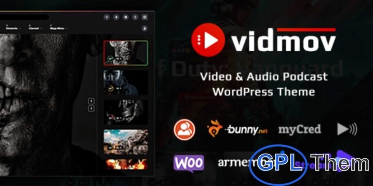 VidMov – Video & Audio Podcast WordPress Theme VidMov is a modern WordPress theme designed for video creators, podcasters, and multimedia bloggers. Perfect for showcasing videos, audio podcasts, and streaming content, it provides a sleek and professional platform to engage your audience. Fully responsive and mobile-friendly, VidMov ensures your media looks stunning on desktops, tablets, and smartphones.