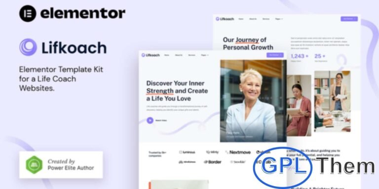 Lifkoach – Life Coach & Mentor Elementor Template Kit Lifkoach is a modern Elementor Template Kit designed for life coaches, mentors, speakers, and consultants who want to build a professional online presence. With its clean and inspiring design, it is ideal for showcasing coaching programs, workshops, career guidance, and mentoring services.