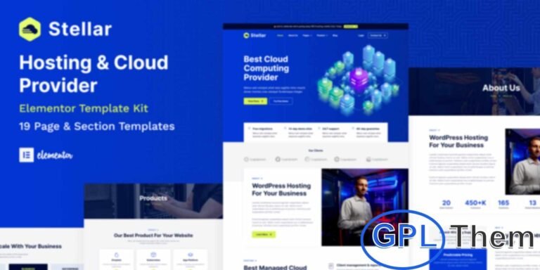 Stellar – Hosting & Cloud Provider Elementor Template Kit Stellar is a modern and professional Elementor Template Kit designed for web hosting, cloud computing, and domain services.