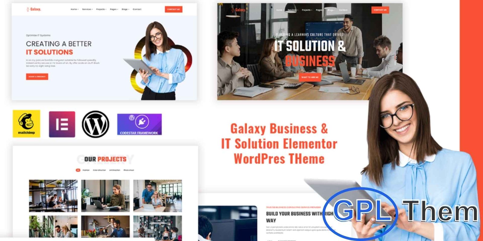 GalaxyPro – Consulting and IT WordPress Theme GalaxyPro – IT & Consulting WordPress Theme GalaxyPro is a modern, responsive WordPress theme built with Bootstrap and Elementor, ideal for startups, IT companies, consulting firms, digital agencies, and SEO agencies. Designed to showcase your services in design, development, and online marketing, GalaxyPro ensures a professional and polished online presence.