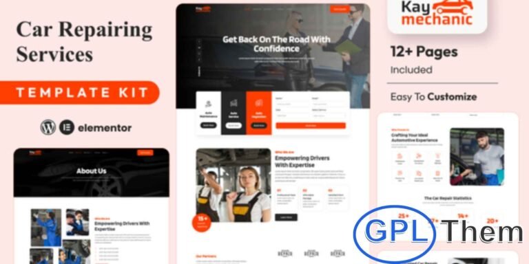 Kaymechanic – Car Repair & Auto Service Elementor Template Kit Kaymechanic is a modern and professional Elementor Template Kit designed for car repair shops, auto service centers, and vehicle maintenance businesses. This template kit features fully responsive layouts, ensuring your website looks perfect on desktops, tablets, and mobile devices.