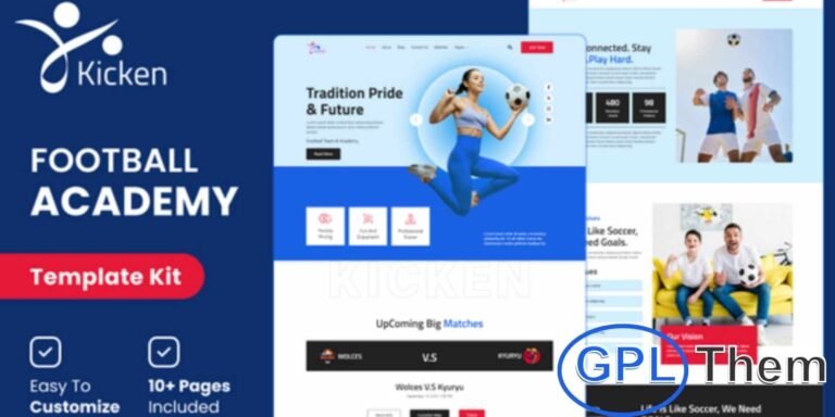 Kicken – Football & Sports Academy Elementor Template Kit Kicken is a modern Elementor Template Kit crafted for football academies, training centers, and sports clubs. With clean, responsive layouts, it provides ready-to-use pages for showcasing coaching programs, player profiles, match schedules, and events.