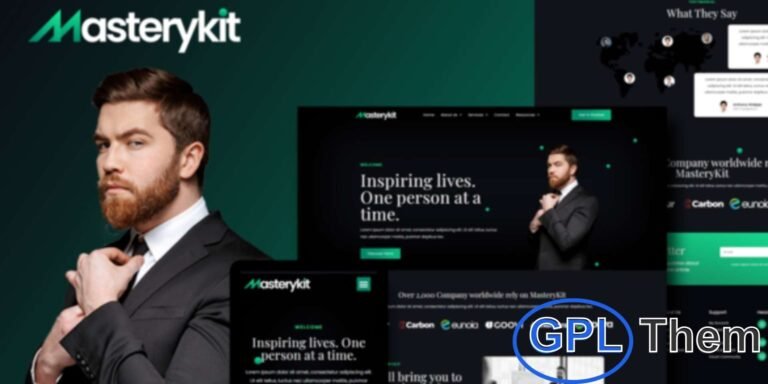 MasteryKit – Business Coach Elementor Template Kit MasteryKit is a professional Elementor Template Kit designed for business coaches, mentors, speakers, trainers, therapists, and online course providers. Featuring 12 pre-built templates with a modern, clean design, it allows you to quickly create a fully responsive and user-friendly website.