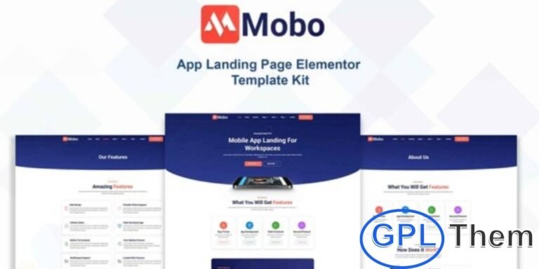 Mobo – App Landing Page Elementor Pro Template Kit Mobo is a professional Elementor Pro Template Kit designed to build stunning app landing pages and software websites with ease. Perfect for SaaS startups, mobile apps, tech companies, and software businesses, this kit offers 15+ pre-built pages with a clean, modern, and responsive design.