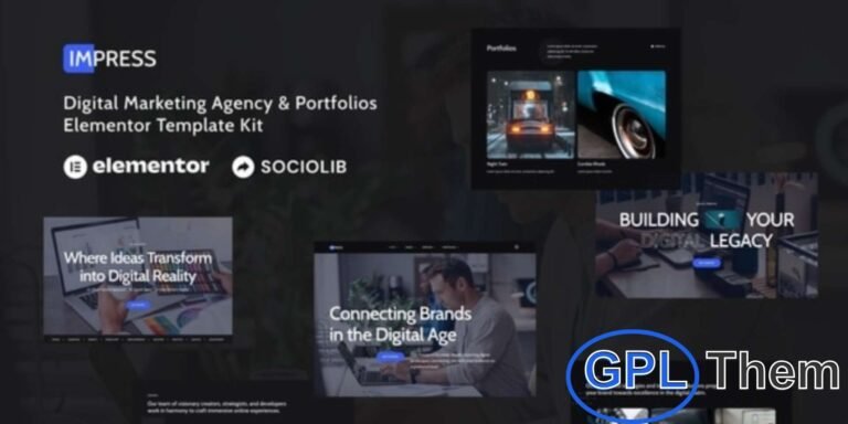 Impress – Digital Marketing Agency & Portfolio Elementor Template Kit Impress is a professional Elementor Template Kit designed for building stunning Digital Marketing Agency and Portfolio websites with ease.