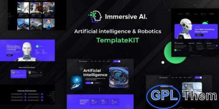 ImmersiveAI – Robotics & Artificial Intelligence Elementor Template Kit ImmersiveAI is a modern Elementor Template Kit designed for Robotics and Artificial Intelligence websites. With its futuristic design and advanced features, this kit is ideal for businesses in AI, machine learning, automation, and robotics industries.