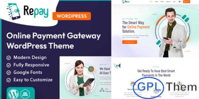 Repay – Payment Gateway WordPress Theme Repay is a modern and powerful Payment Gateway WordPress theme designed for businesses in the online payment industry. Built with the robust Bootstrap 4 framework, this theme ensures speed, flexibility, and seamless performance across all devices.