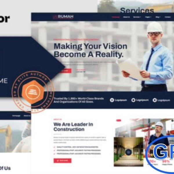 Rumah – Construction Theme Elementor Template Kit Rumah is a professional Elementor Template Kit built for construction companies, builders, contractors, and building service providers.