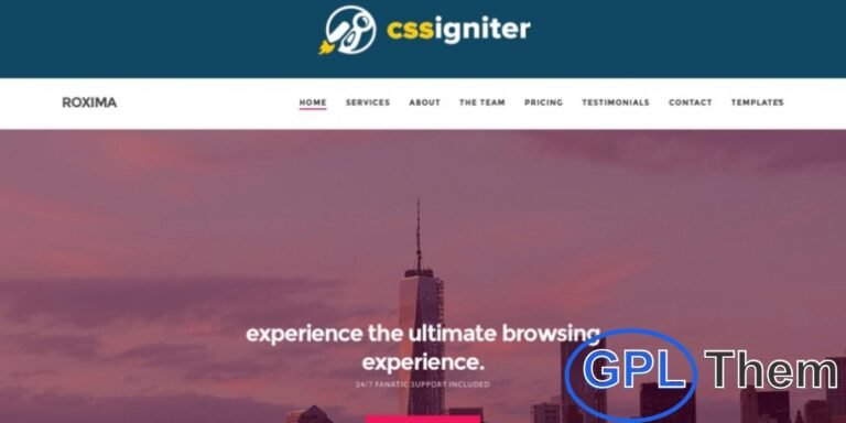 CSSIgniter – Roxima Ignition WordPress Theme Download the CSSIgniter Roxima Ignition WordPress Theme, a sleek and professional theme designed for startups, agencies, and business websites. With its flexible one-page design, Roxima Ignition makes it simple to present services, portfolios, team members, and testimonials in a visually appealing way.