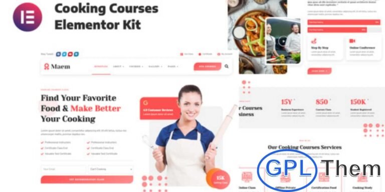Maem – Cooking Courses Elementor Template Kit Maem is a modern Elementor Template Kit designed for cooking schools, culinary courses, and food workshops. Featuring a clean, professional, and fully responsive design, it includes versatile layouts to showcase classes, chefs, recipes, and schedules.