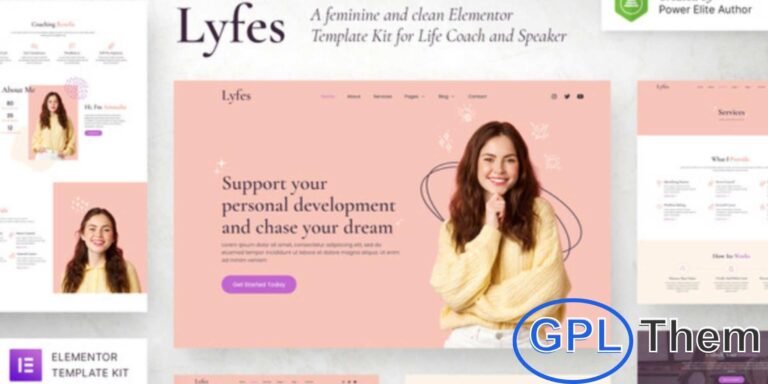 Lyfes – Feminine Life Coach & Speaker Elementor Template Kit Lyfes is a modern and feminine Elementor Template Kit designed for life coaches, motivational speakers, business coaches, career consultants, and personal development professionals.