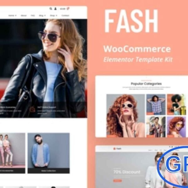 Fash – WooCommerce Elementor Template Kit Fash is a modern WooCommerce Elementor Template Kit designed for fashion stores, boutiques, and online shops. With its creative and stylish layouts, it provides everything you need to build a professional eCommerce website quickly.