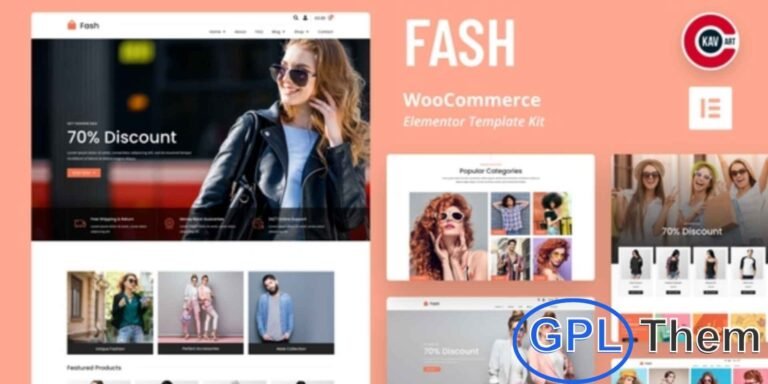 Fash – WooCommerce Elementor Template Kit Fash is a modern WooCommerce Elementor Template Kit designed for fashion stores, boutiques, and online shops. With its creative and stylish layouts, it provides everything you need to build a professional eCommerce website quickly.