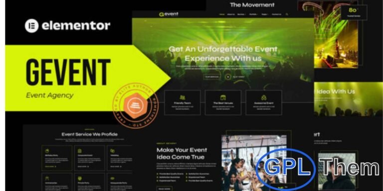 Gevent – Event Agency Elementor Template Kit Gevent is a modern Elementor Template Kit designed for event agencies, planners, organizers, and creative service providers. With 15+ pre-built templates featuring a clean, professional, and fully responsive design, it’s perfect for showcasing events, services, and portfolios.