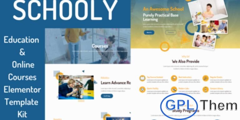 Schooly – Education & Online Courses Elementor Template Kit Schooly is a modern Elementor Template Kit designed for schools, colleges, academies, LMS platforms, training centers, and universities.