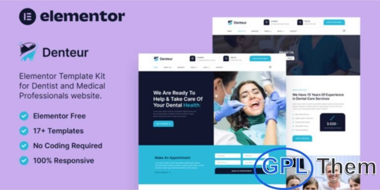 Denteur – Dentist & Dental Clinic Elementor Template Kit Denteur is a modern and professional Elementor Template Kit designed for dentists, dental clinics, doctors, hospitals, and healthcare providers. Perfect for medical practices, pediatrics, psychiatrists, and other healthcare services, it helps you build a functional and visually appealing website.