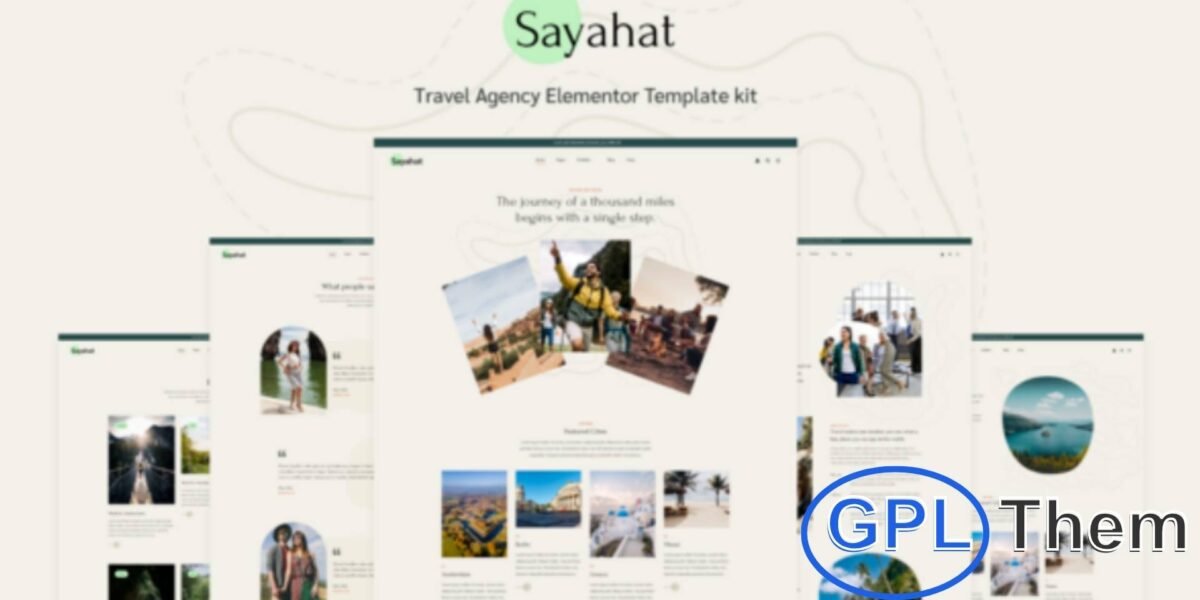 Sayahat – Travel Agency Elementor Template Kit Sayahat is a modern Elementor Template Kit designed for travel agencies, adventure tours, hiking trips, destination guides, honeymoon packages, and hospitality services. Featuring trendy and creative layouts, Sayahat makes it easy to showcase your travel stories, blogs, services, and packages effectively.
