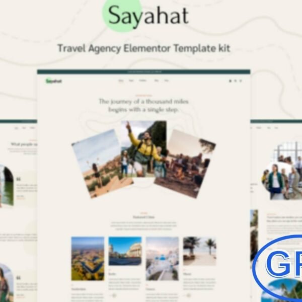 Sayahat – Travel Agency Elementor Template Kit Sayahat is a modern Elementor Template Kit designed for travel agencies, adventure tours, hiking trips, destination guides, honeymoon packages, and hospitality services. Featuring trendy and creative layouts, Sayahat makes it easy to showcase your travel stories, blogs, services, and packages effectively.