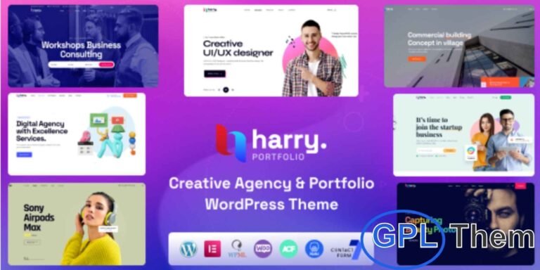 Harry – Creative Agency & Portfolio WordPress Theme + RT Harry is a modern Creative Agency & Portfolio WordPress Theme designed for artists, designers, and creative professionals. The theme comes with 12+ high-quality prebuilt homepages and a variety of built-in inner pages, including service pages, portfolio pages, team pages, testimonials, and multiple blog layouts.