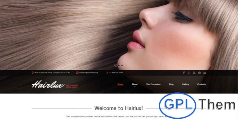 Hairlux – Hair Transplantation WordPress Theme Hairlux is a premium WordPress theme designed specifically for hair transplantation clinics, medical services, and professionals. It features a dedicated portfolio section to showcase your work, highlight your expertise, and demonstrate your professional experience.