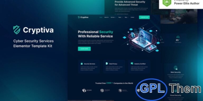 Cryptiva – Cyber Security Services Elementor Template Kit Cryptiva is a modern and professional Elementor Template Kit designed for cybersecurity companies, IT security consultants, and digital security agencies. Perfect for businesses offering risk compliance, cyber protection, and IT security solutions, it helps you build a reliable online presence.