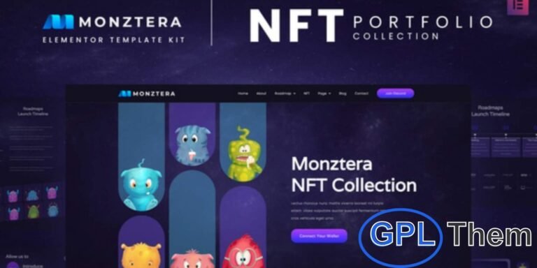 Monztera – NFT Portfolio Elementor Template Kit Monztera is a modern and responsive Elementor Template Kit designed specifically for NFT portfolios and digital collectibles. This template kit allows artists, creators, and NFT enthusiasts to showcase their digital assets professionally online.