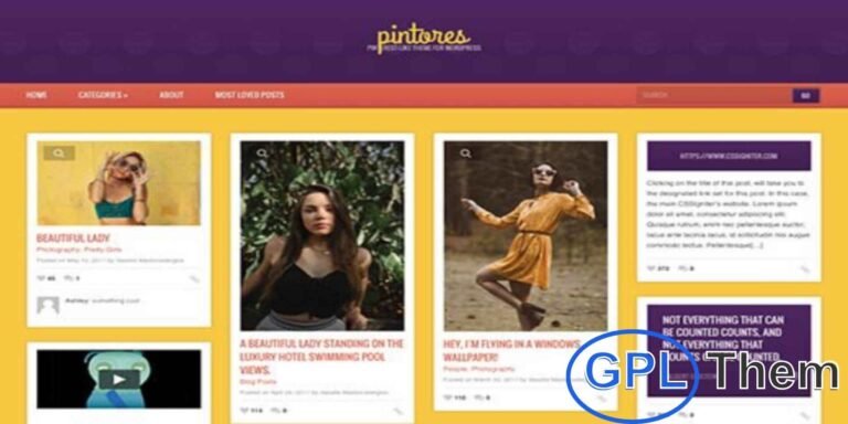 CSSIgniter – Pintores WordPress Theme Download the CSSIgniter Pintores WordPress Theme, a creative and colorful theme inspired by Pinterest-style layouts. Perfect for bloggers, artists, and content creators, Pintores allows you to showcase posts, images, videos, and quotes in a visually engaging grid format.