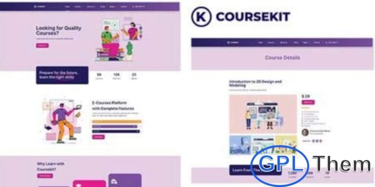 CourseKit – Online e-Learning Elementor Template Kit CourseKit is a versatile Elementor Template Kit designed for creating online learning, e-learning, and educational websites. Built for WordPress with the Elementor Page Builder, it allows you to develop professional websites quickly and easily.