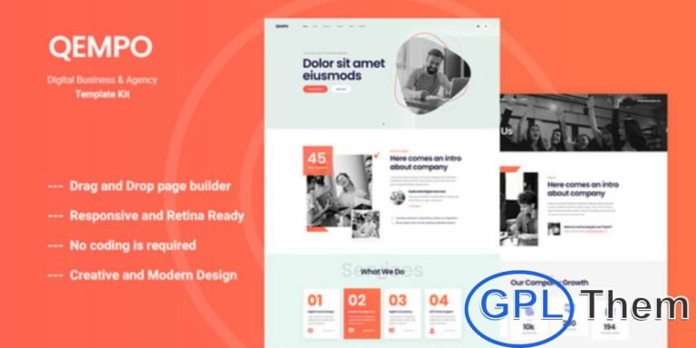 Qempo – Digital Agency & Services WordPress Theme Qempo is a modern and stylish WordPress theme designed for digital agencies, web design and development companies, SEO experts, and online marketing service providers.