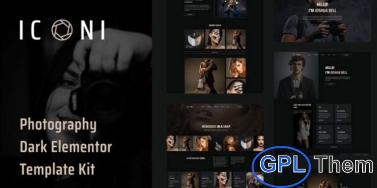 Iconi – Photography & Portfolio Elementor Template Kit Iconi is a creative dark-style Elementor Template Kit designed for professional photographers, studios, and creative agencies. Perfect for showcasing photography portfolios, it includes a versatile collection of layouts, photo galleries, and creative blocks to highlight your work in style.