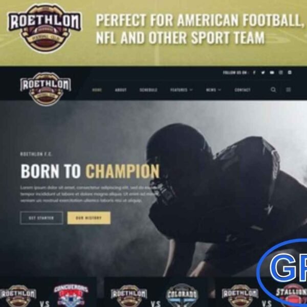 Roethlon – American Football & NFL Elementor Template Kit Roethlon is a modern Elementor Template Kit designed for American Football, NFL teams, rugby clubs, Super Bowl events, and other sports organizations.