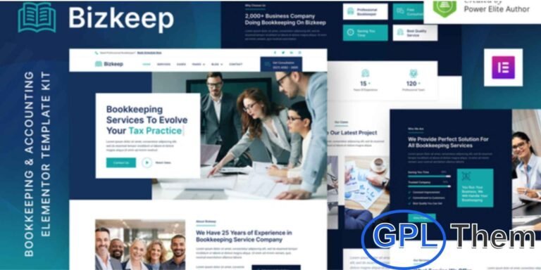 Bizkeep – Bookkeeping & Accounting Service Elementor Template Kit Bizkeep is a modern and professional Elementor Template Kit designed for bookkeeping firms, accounting agencies, finance consultants, and related services. Its clean and polished design allows you to showcase accounting, tax reporting, and consultancy services effectively.