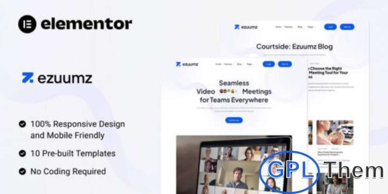 Ezuumz – Video Conferencing & Webinar App Elementor Template Kit Ezuumz is a modern Elementor Template Kit designed for video conferencing, webinar platforms, and virtual collaboration tools. Perfect for businesses, teams, and individuals, it enables seamless online meetings, webinars, and interactive sessions from any device.