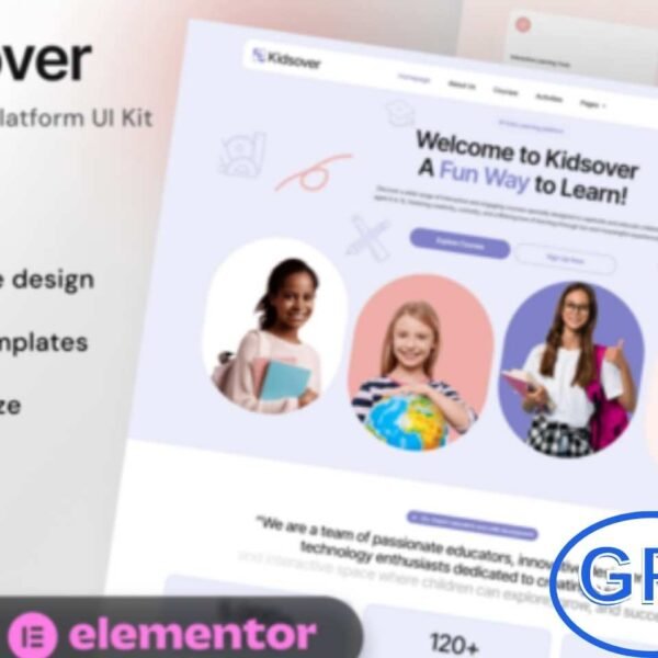Kidsover – Children’s Learning Platform Elementor Template Kit Kidsover is a modern Elementor Template Kit designed for children’s learning platforms, online schools, educational apps, and kids’ activity websites. Featuring playful, engaging, and fully responsive layouts, it includes essential elements like course showcases, testimonials, interactive forms, and blogs.
