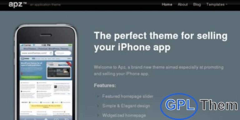 Apz – Premium App & Product WordPress Theme by WooThemes Apz is a premium WordPress theme created by WooThemes, designed specifically to promote and sell applications or digital products online. With its clean, modern, and responsive layout, Apz provides the perfect platform to highlight app features, showcase product details, and engage potential customers.