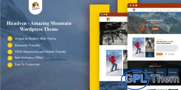 Hicadven – Amazing Mountain WordPress Theme Hicadven is a stunning WordPress theme designed for hikers, explorers, and outdoor enthusiasts who want to share their adventures online. With its clean, elegant, and adventure-inspired design, this theme is perfect for creating blogs, travel diaries, and mountain expedition websites.