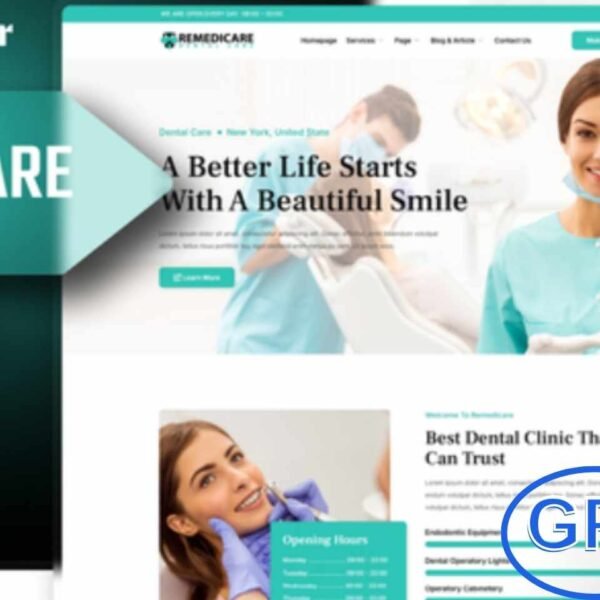 Remedicare – Dentist & Dental Clinic Elementor Template Kit Remedicare is a modern Elementor Template Kit designed for dental clinics, dentists, and healthcare professionals. With 17+ pre-built templates, it offers a clean, fully responsive design that adapts seamlessly across all devices.
