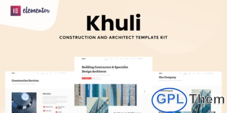 Khuli – Construction & Architecture Elementor Template Kit Khuli is a modern Elementor Template Kit built for construction companies, architects, and architecture firms. Featuring a clean, professional, and fully responsive design, it allows you to showcase projects, services, and company information effectively.