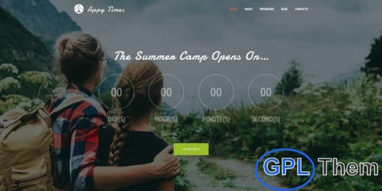 AppyTimes – Summer Camp WordPress Theme AppyTimes is a fully-featured WordPress theme designed for summer camps, adventure camps, and travel businesses. With a stunning, responsive design and smooth functionality, this theme helps you create an engaging online presence. Integrated social media buttons make it easy to promote your business and grow your followers across multiple platforms.
