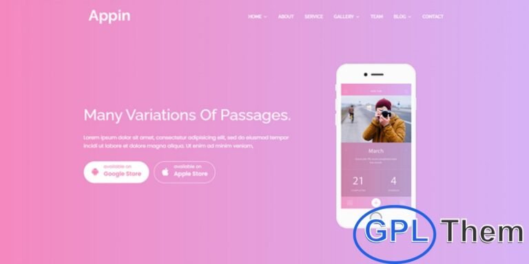 Appin – Responsive WordPress Theme for Apps and Businesses Appin is a modern and fully responsive WordPress theme designed for app businesses, startups, and digital service providers. With a clean and vibrant design, Appin allows you to showcase your services, highlight your skills, and present your projects professionally.