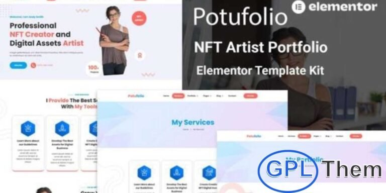 Potufolio – NFT Artist Portfolio Elementor Template Kit Potufolio is a modern Elementor Template Kit designed for NFT artists and digital creators to showcase their portfolios.