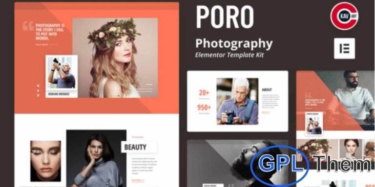Poro – Photography Elementor Template Kit Poro is a modern and minimal Elementor Template Kit designed for photographers, creative designers, and design agencies. Perfect for showcasing portfolios, it features clean, responsive, and visually appealing layouts that look great on all devices.