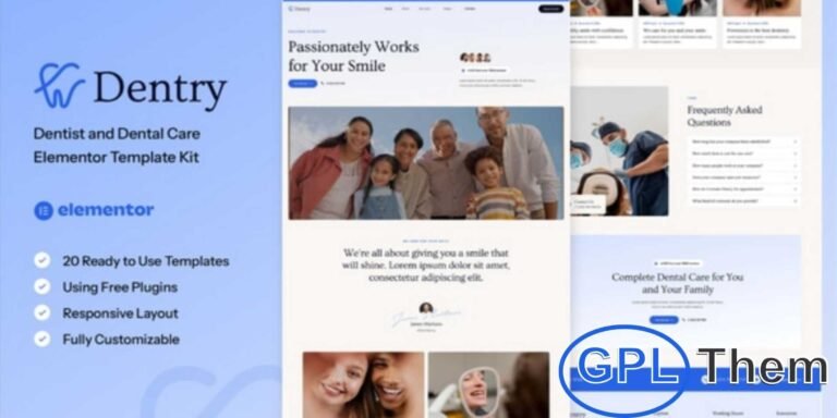 Dentry – Dentist & Dental Care Elementor Template Kit Dentry is a professional Elementor Template Kit designed for dentist and dental care websites, perfectly suited for clinics, doctors, healthcare providers, and medical services.